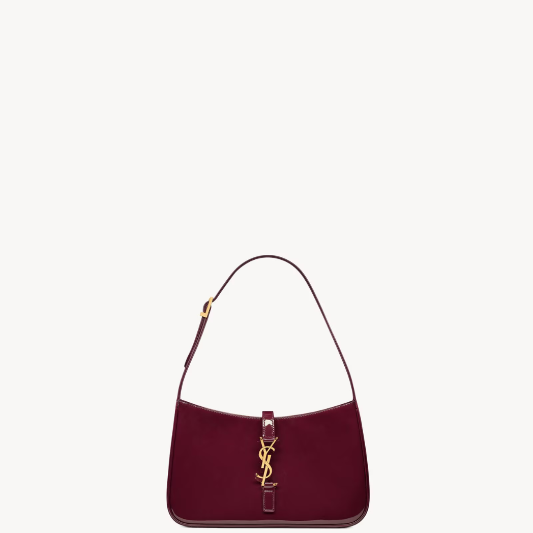 Le 5 À 7 Hobo Bag en Cuir Verni - Dark Red Wine
